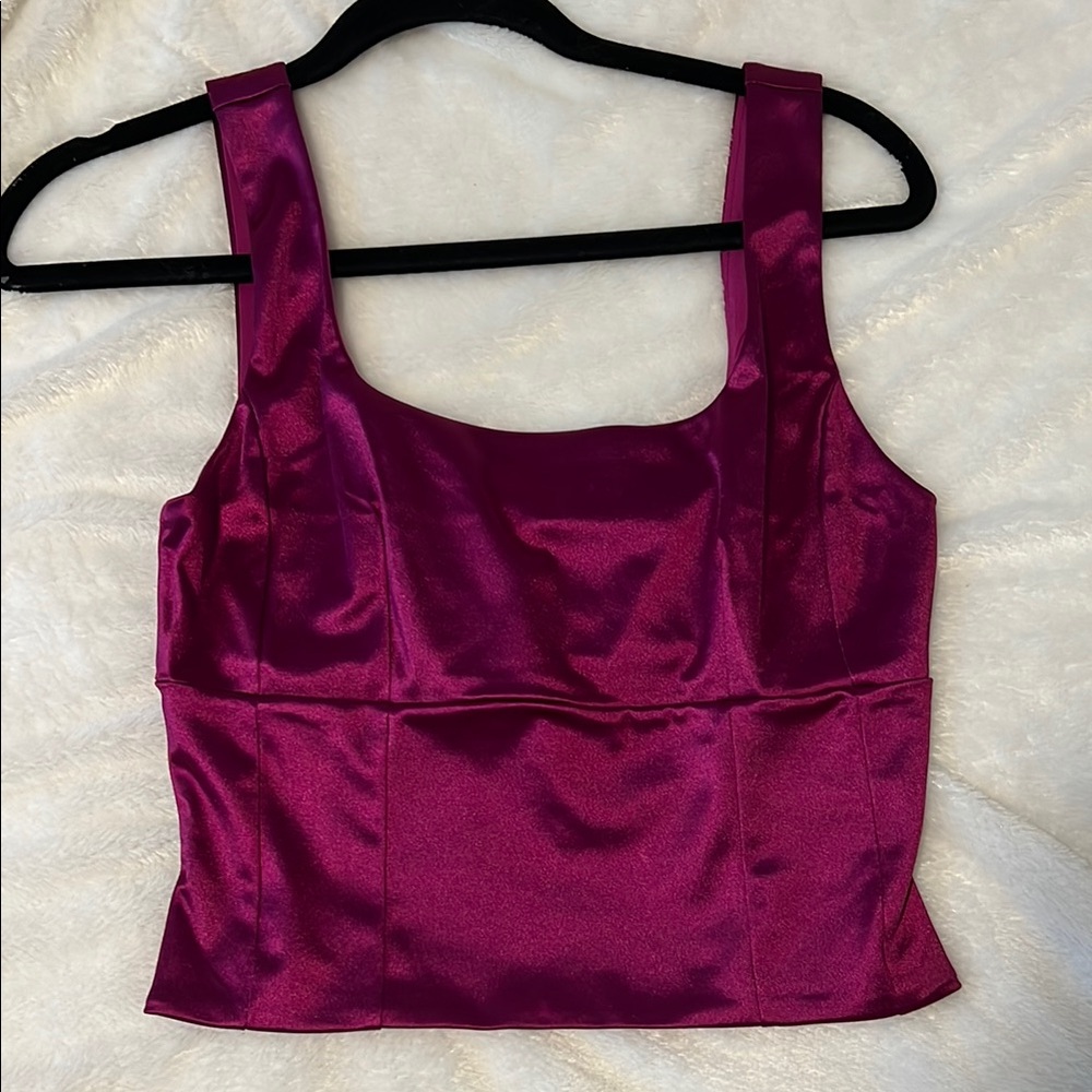 Satin Fuchsia Sleeveless Top